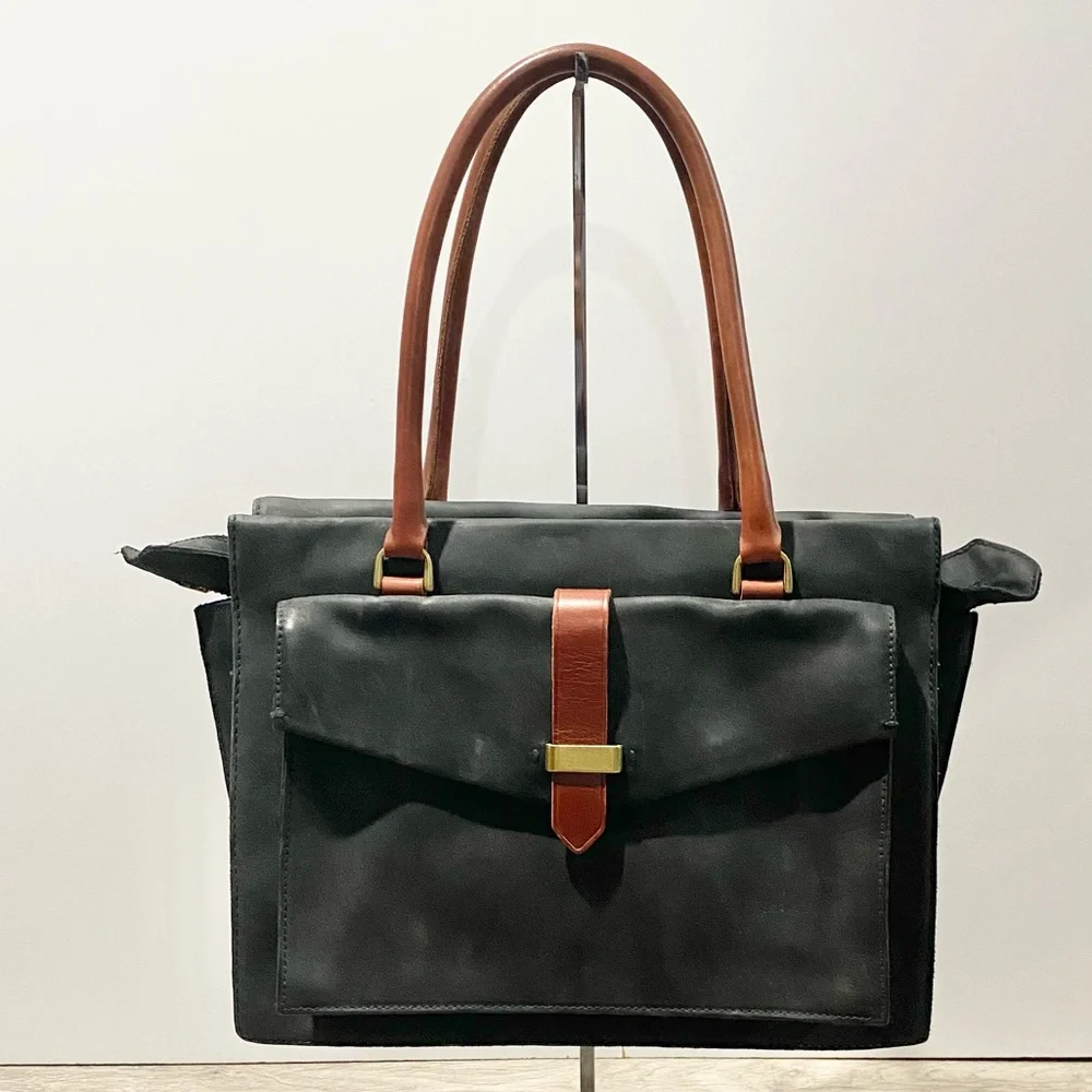 Madewell Eaton Black and Brown leather Tote Bag - Picture 3 of 10